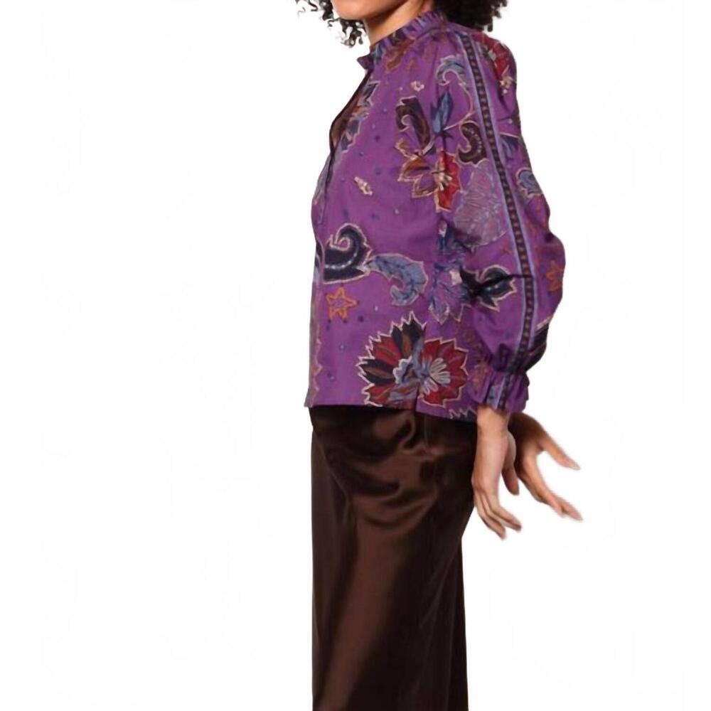 Maude Vivante Ashely Top in Purple Sparkle Paisley Blouse Size Small - Picture 2 of 6
